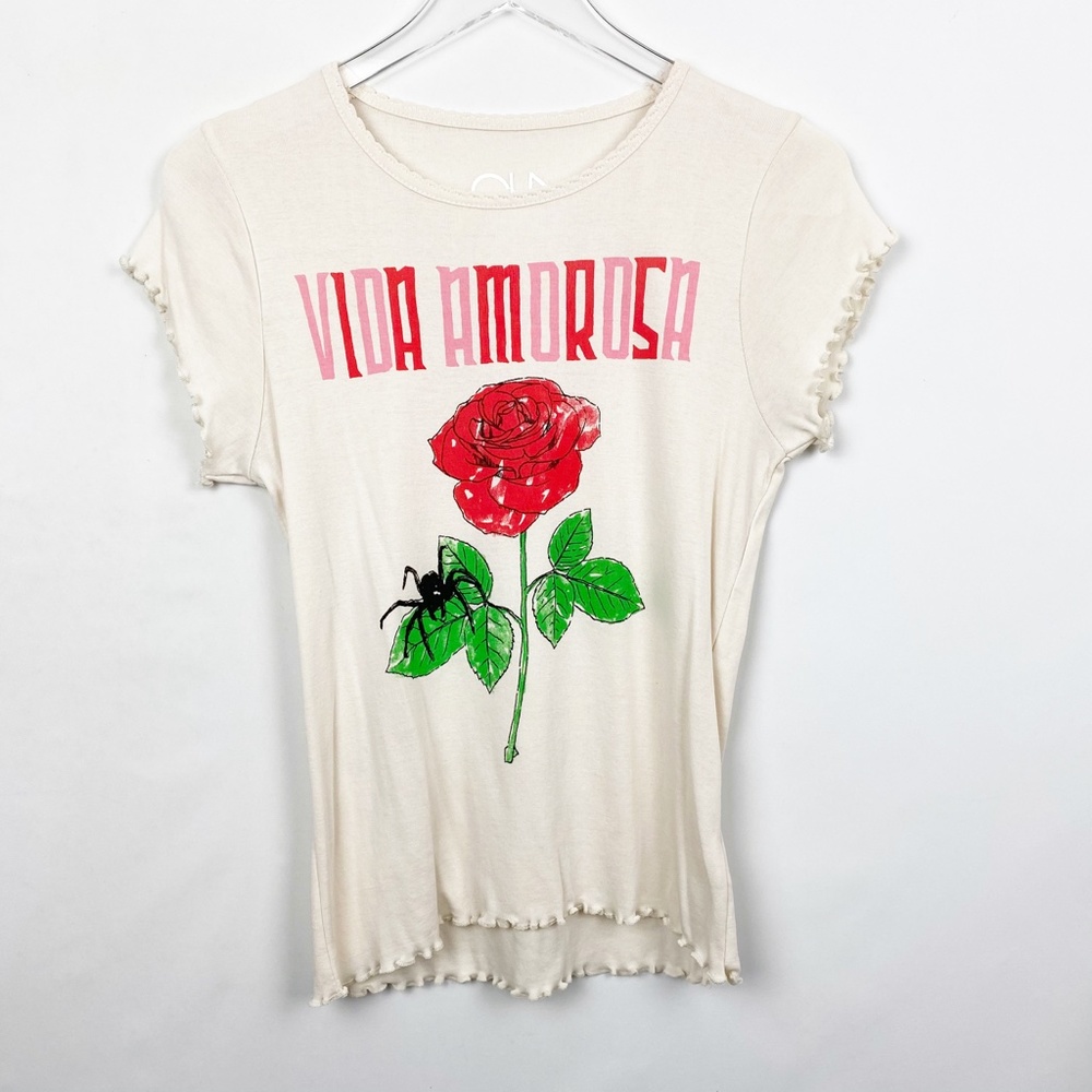 Chaser Via Amoroso Floral Short Sleeve Tee Cream